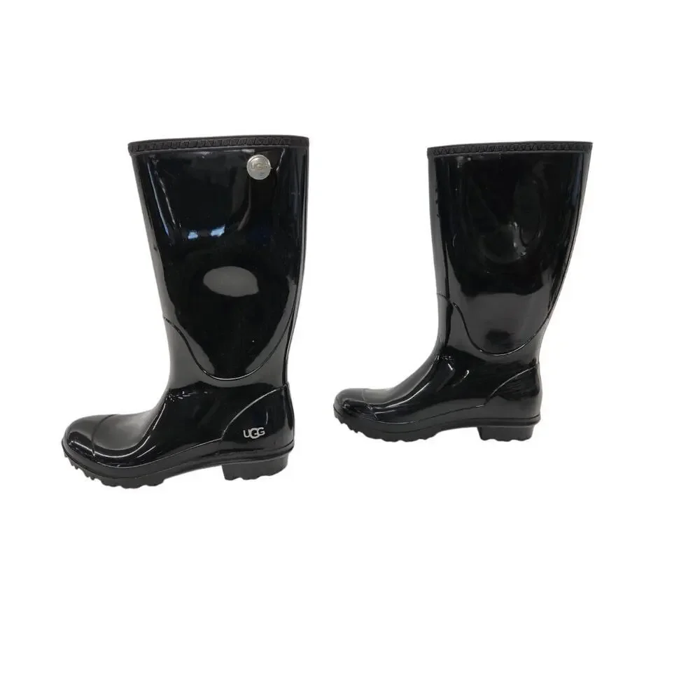 UGG Women's Black Sienna Tall Gloss Rain Boots Size 7 Made in the USA